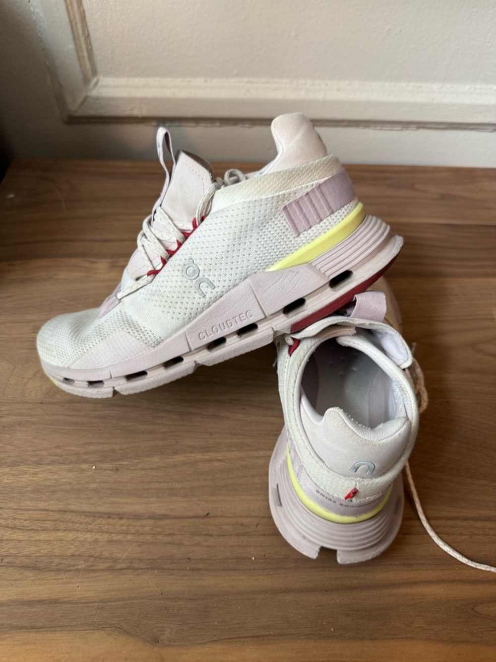 Light Pink Women's Athletic Sneakers with Yellow Accent